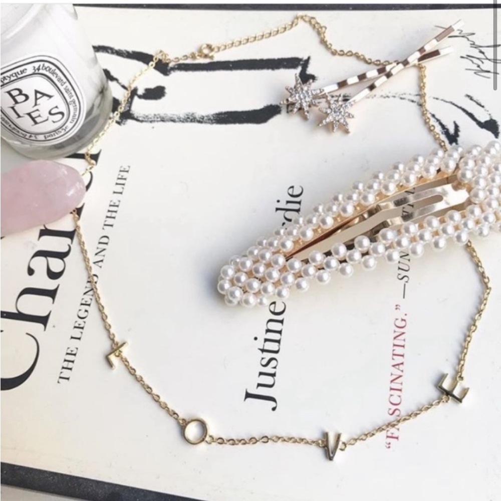 LOVE letter drop necklace in gold